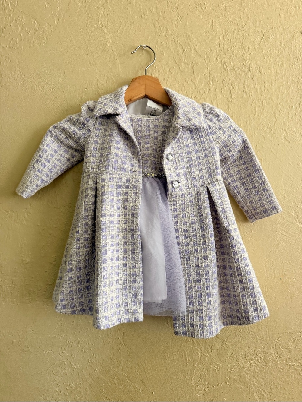 Bonnie Baby Lilac Tweed Coat Dress Set